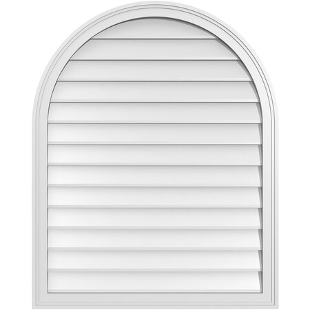 Ekena Millwork Round Top Surface Mount PVC Gable Vent w/ 2"W x 1-1/2"P Brickmould Frame, 32"W x 40"H GVPRT32X4002SN